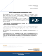 Comunicado de Televisa Sobre Acoso A Conductora de TV