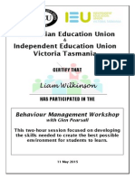 Certificate of Participation - Behaviour Management Skills Preston