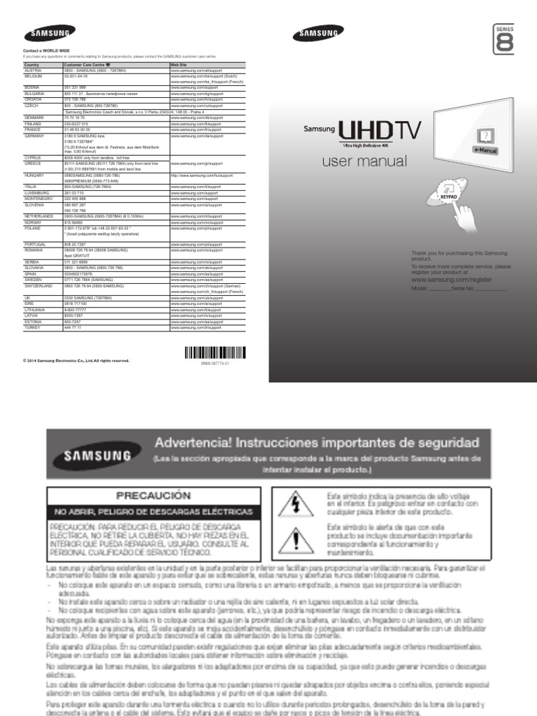Manual TV UHD samsung curvo 65 pulgadas | Control remoto | USB