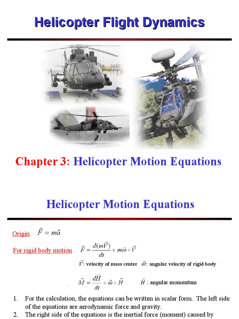 Helicopter Motion Equations Explained | PDF | Flight Dynamics (Fixed ...
