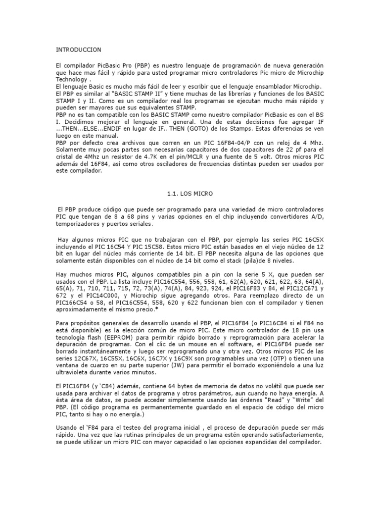 Manual Pic Basic Pro | PDF | Lenguaje ensamblador | Compilador