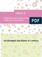 Beginning and Ending of A Speech - Methods of Persuasion