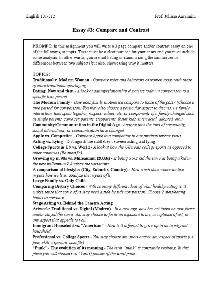 Compare and contrast essay intro examples picture