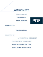 Assignment: Pharmacognosy Family Liliacea Family Labiateae