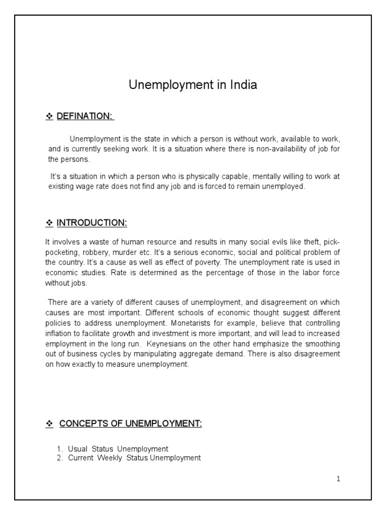 Unemployment Issues in India Explained | PDF | Unemployment | Social ...
