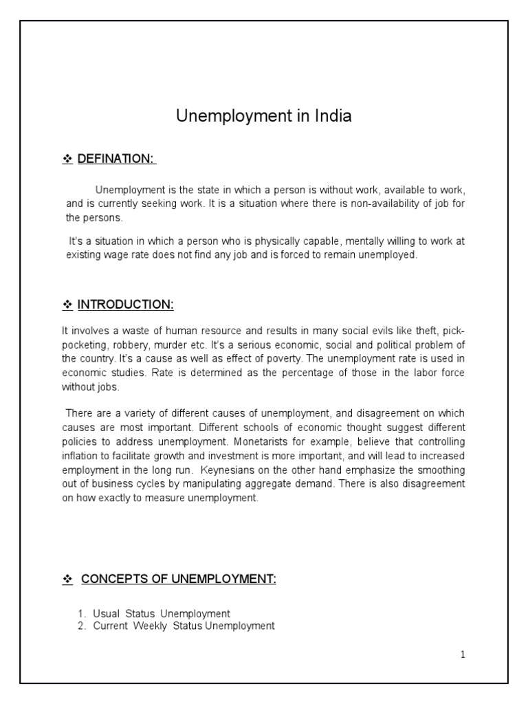 introduction of unemployment