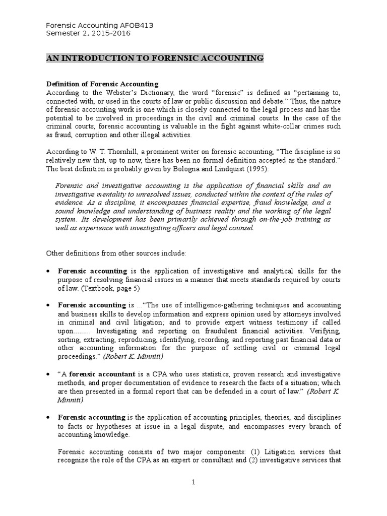Introduction to Forensic Accounting | PDF | Fraud | Forensic Science