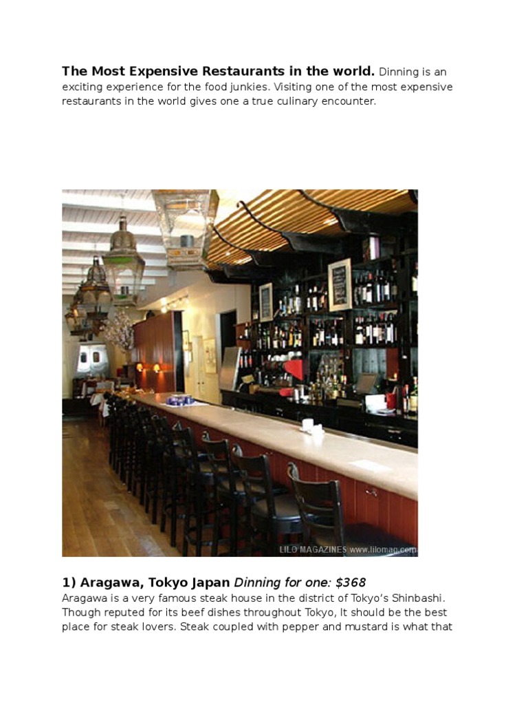 The Most Expensive Restaurants in The World | PDF | Restaurants | Menu