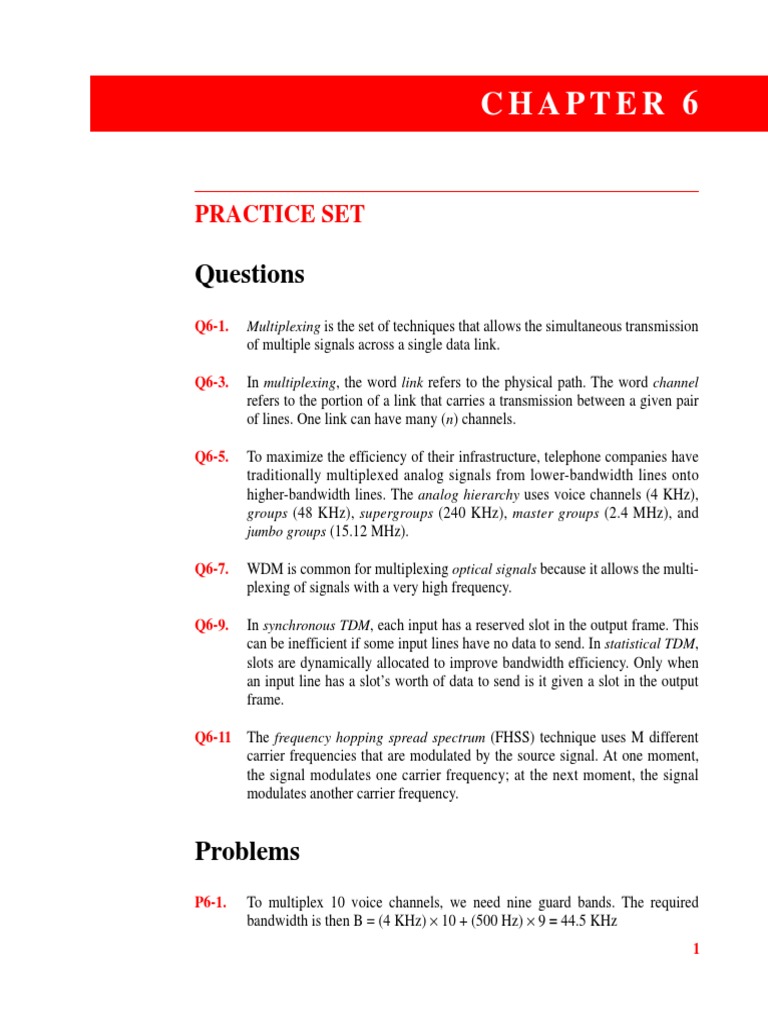 Questions: Practice Set | PDF | Multiplexing | Telecommunications ...