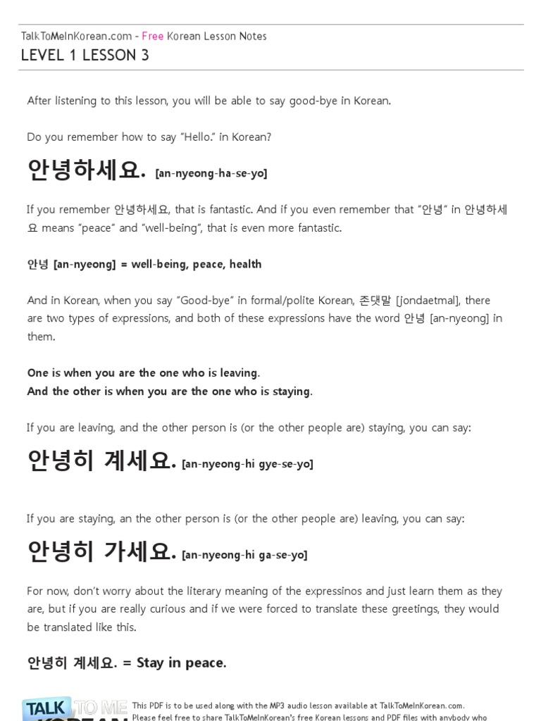 Talk To Me In Korean Level 1 Pdf