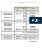 UPTU Examination Schedule For Odd Semester Main Examination 2014-15 (Semester-I