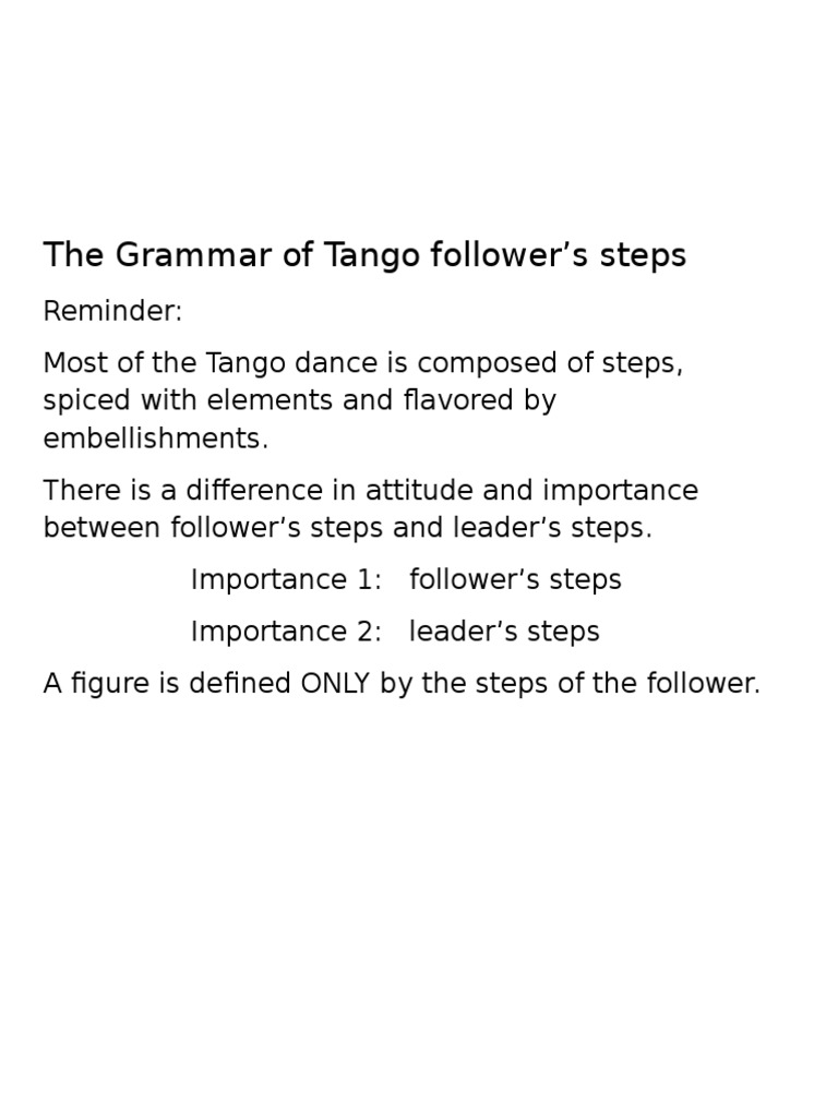 Follower's Steps in Tango Dance | PDF