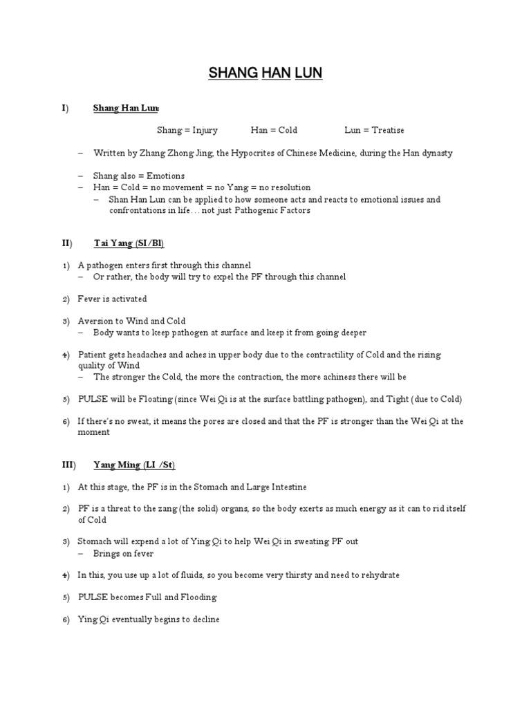 Shang Han Lun Overview PDF Traditional Chinese Medicine Constipation