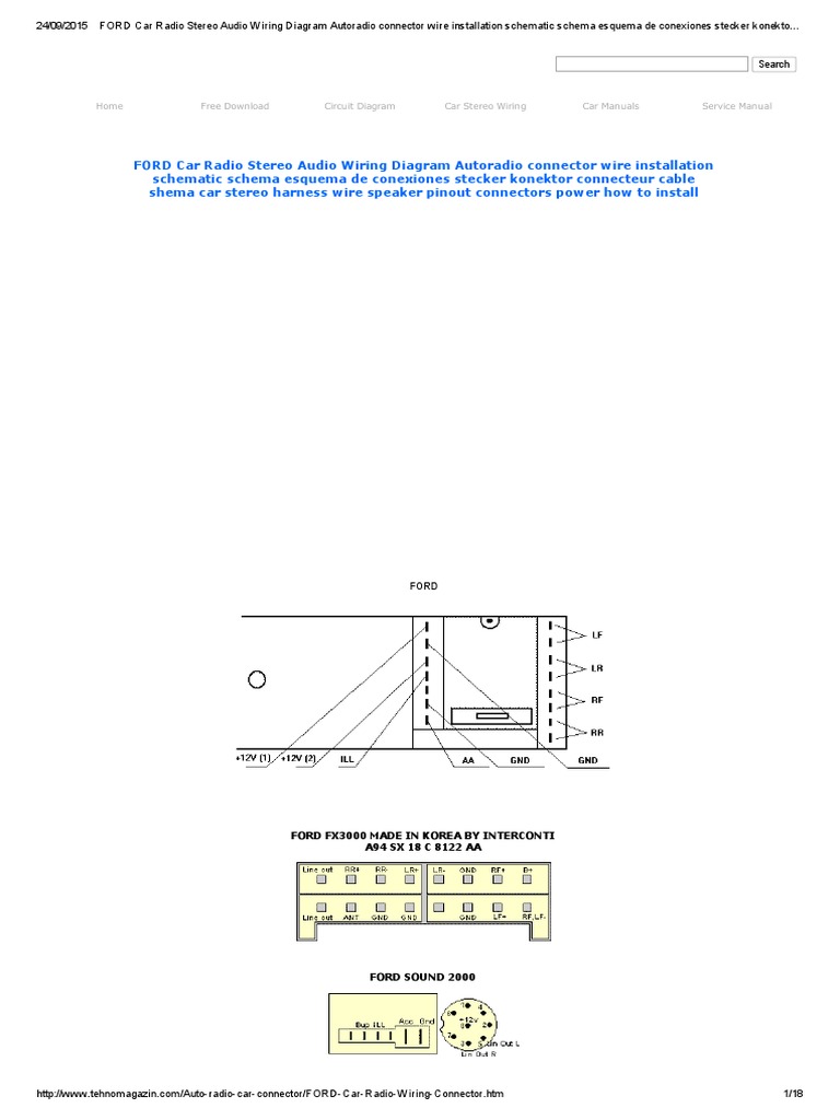 FORD Car Radio Stereo Audio Wiring Diagram Autoradio connector wire