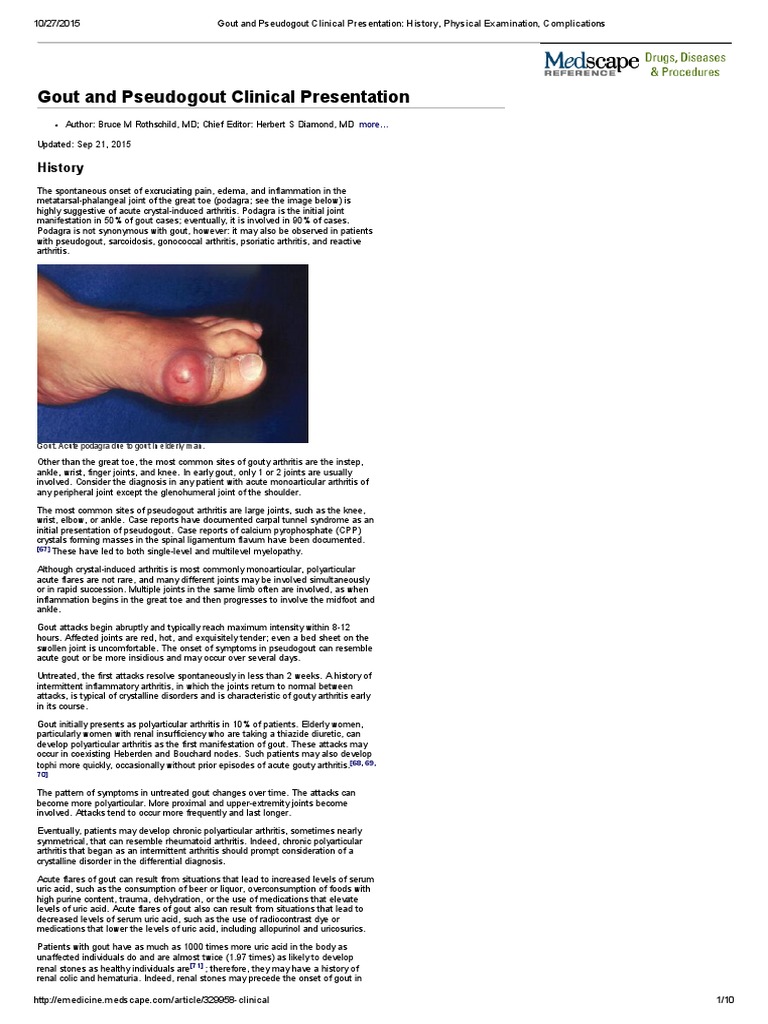 Gout and Pseudogout Clinical Presentation_ History, Physical