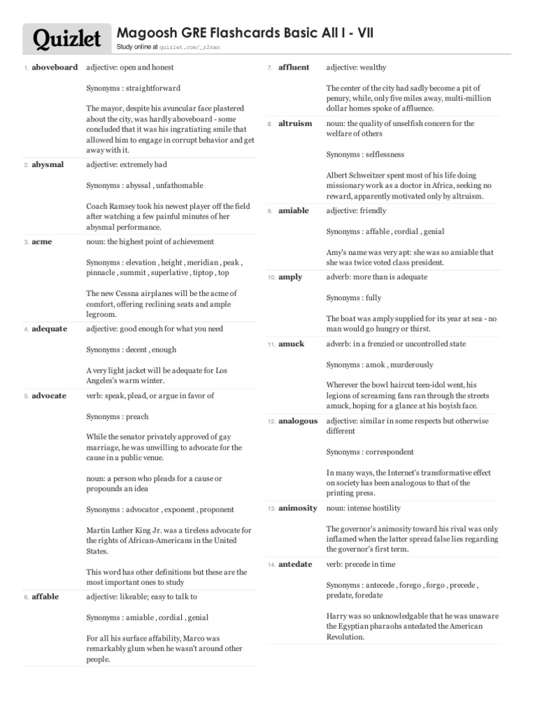gre words list Adjective Verb