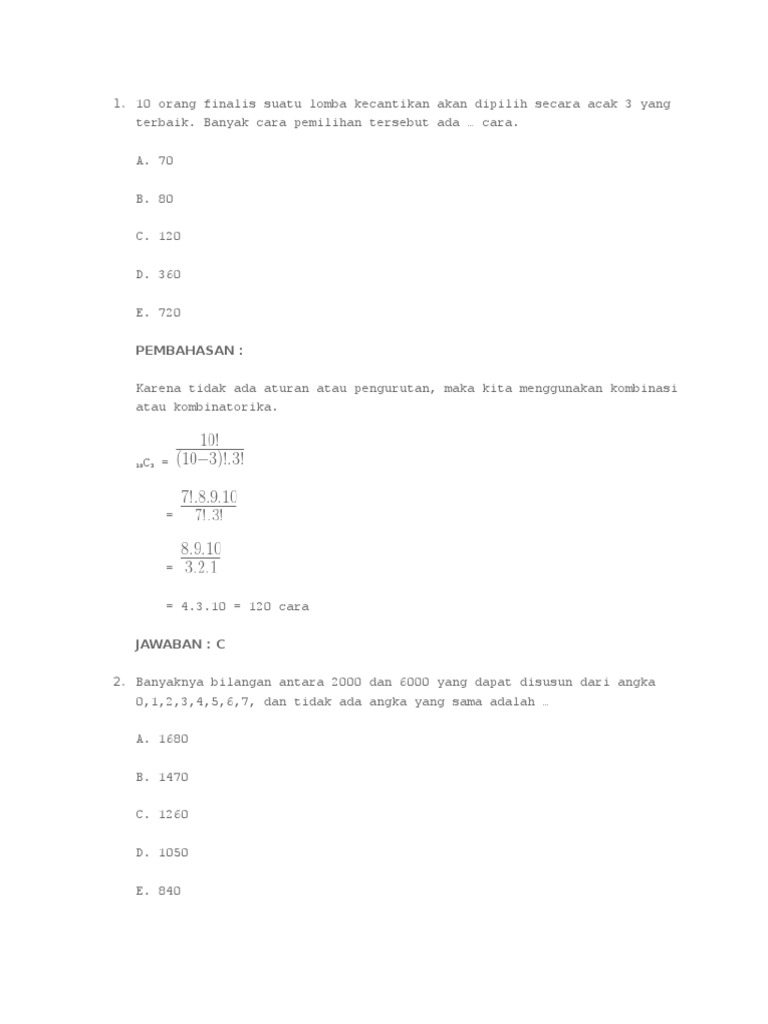 12 Soal Un Sma Bab Peluang Pembahasan