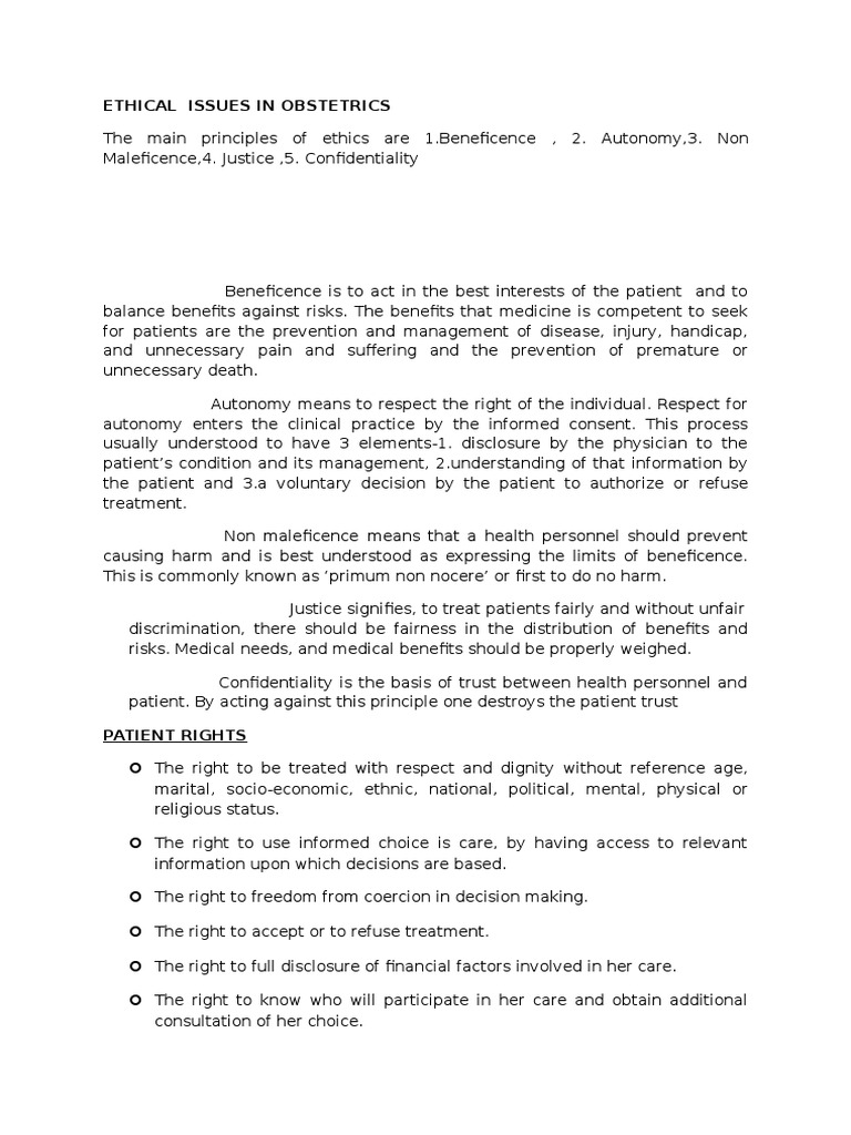 Ethical Principles in Obstetrics Care | PDF | Medical Ethics | Midwife