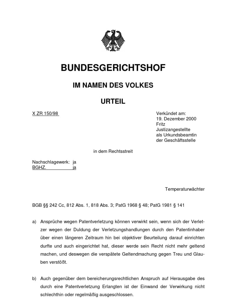 BGH Entscheidung X ZR 15098