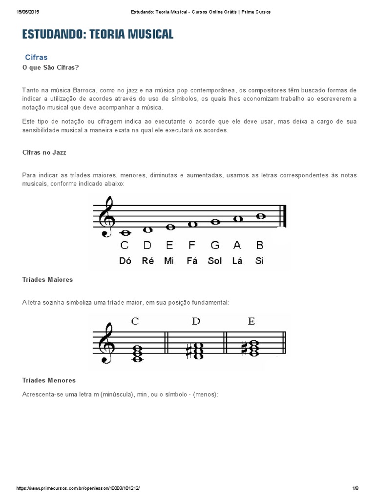 Teoria Musical Simples-Cifras | PDF | Acorde (música) | Elementos da música