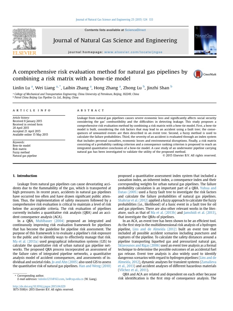 Risk Evaluation for Natural Gas Pipelines | PDF | Risk | Risk Management