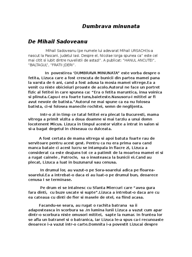 Rezumat Dumbrava Minunata Dumbrava Minunata | PDF