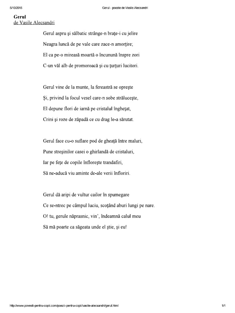 Gerul - Poezie de Vasile Alecsandri | PDF