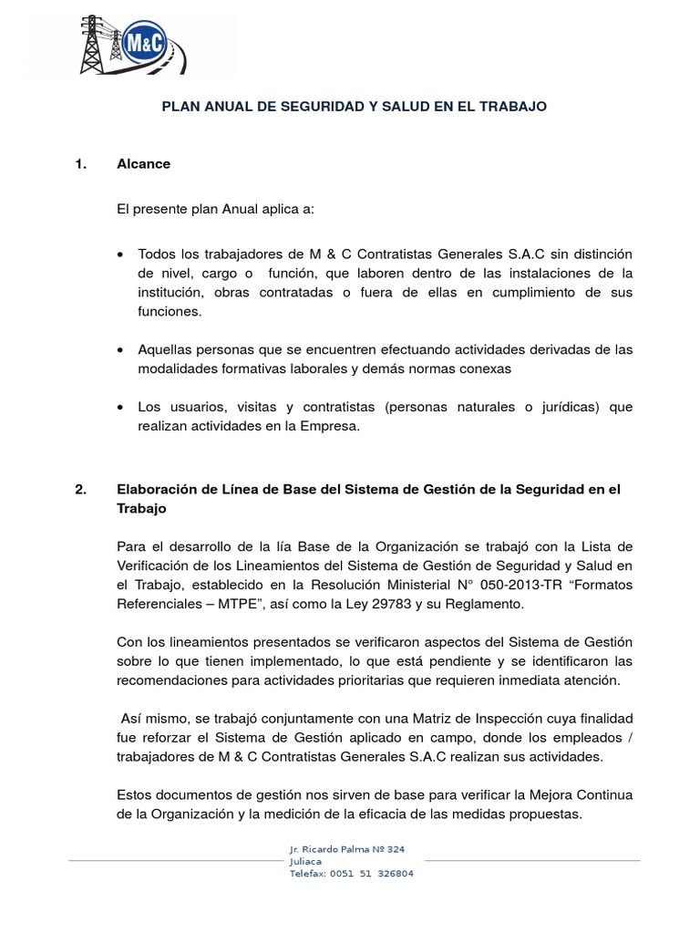 Plan y Programa Anual de SST | PDF | Seguridad y salud ocupacional ...