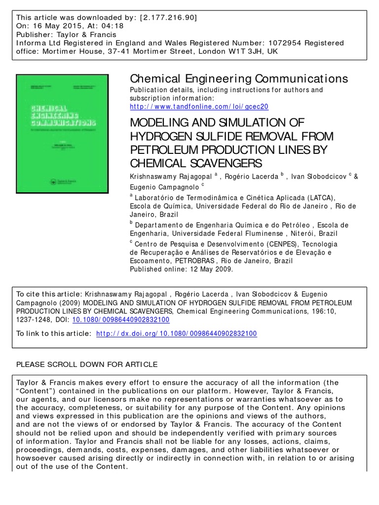 H2S Scavenger | Gases | Fluid Dynamics | Free 30-day Trial | Scribd