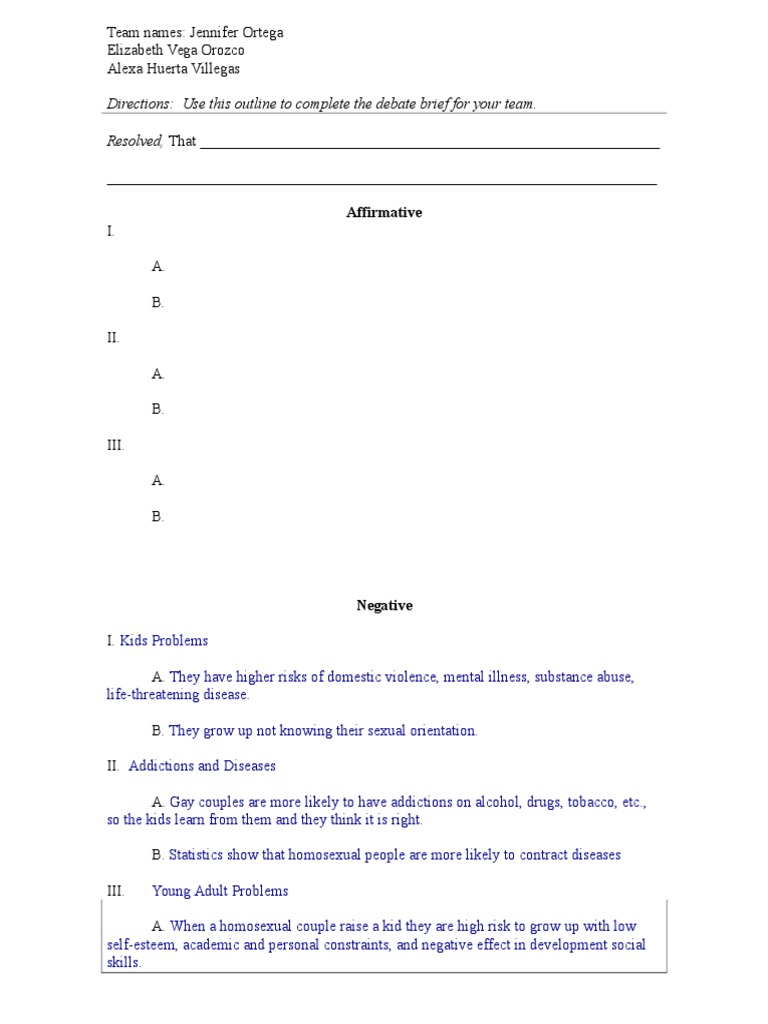 Debate Brief | PDF | Wellness
