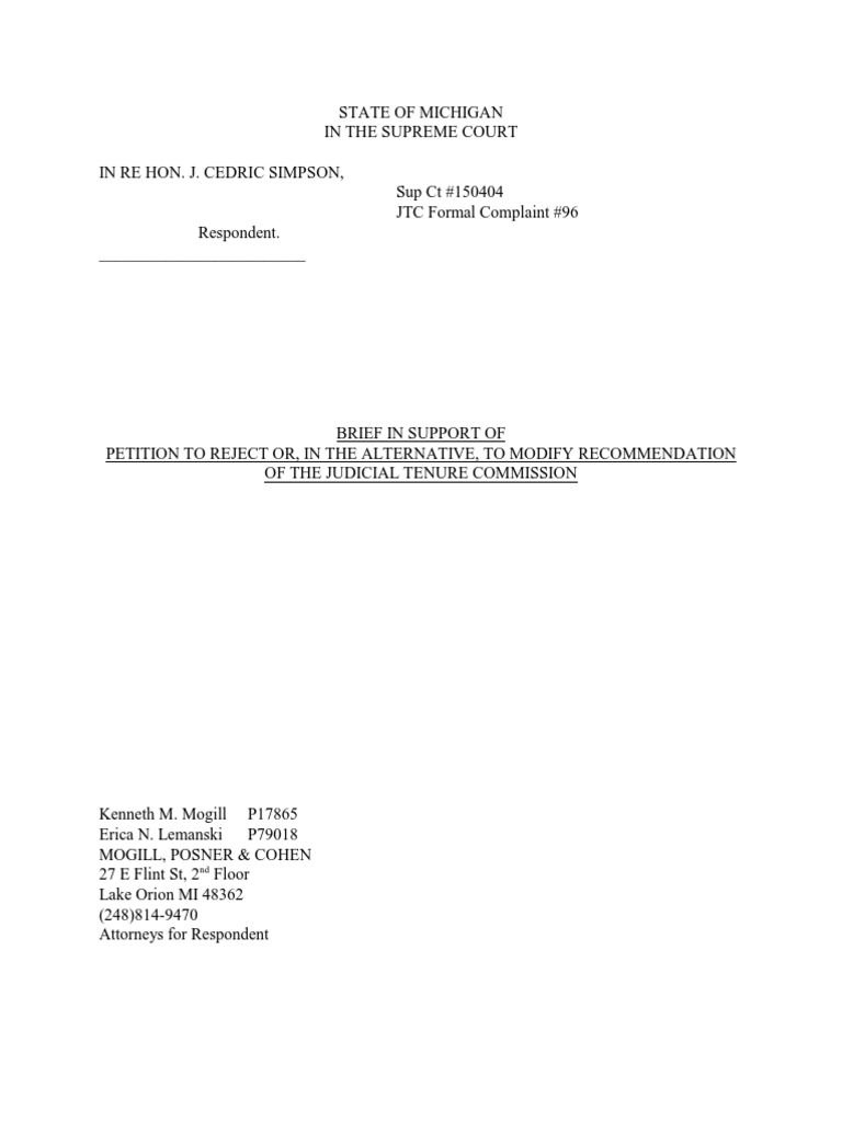 Judge Simpson Response To JTC Ruling | PDF | Prosecutor | Arrest