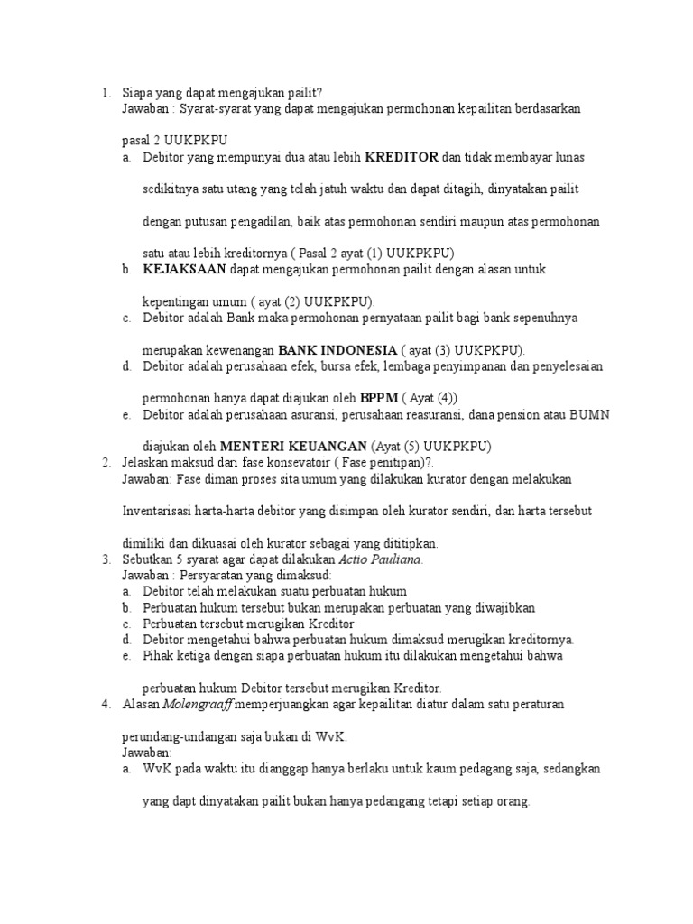 Soal Kepailitan