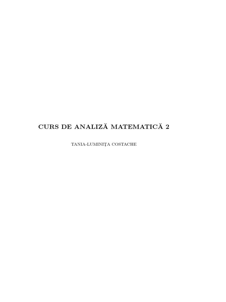 Analiza Matematica 2 Costache Luminita