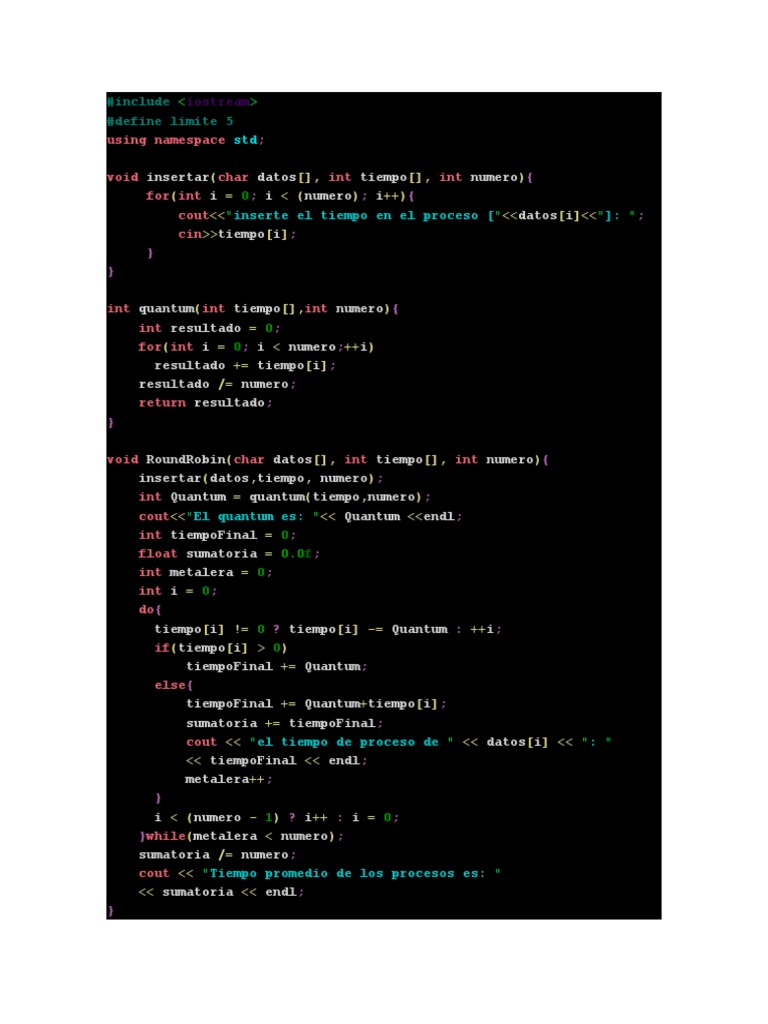 Algoritmo Round Robin en C++ | PDF