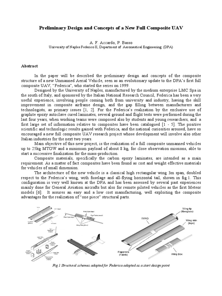Preliminary Design of UAV by Accardo and Basso PDF Unmanned Aerial