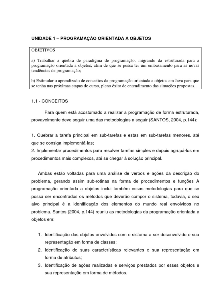 Programação Orientada A Objetos - JAVA | PDF