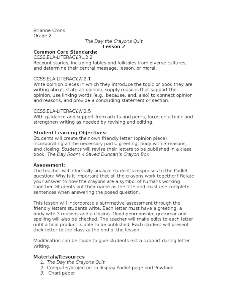 cover letter lesson plan pdf