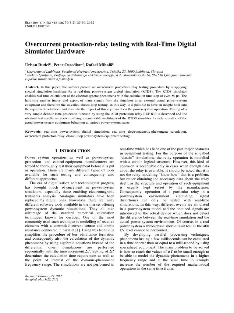 Overcurrent Relay Testing with RTDS | PDF | Simulation | Amplifier