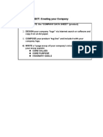 TEAM PROJECT: Creating Your Company: 1) COMPLETE The "COMPANY DATA SHEET" (Product)