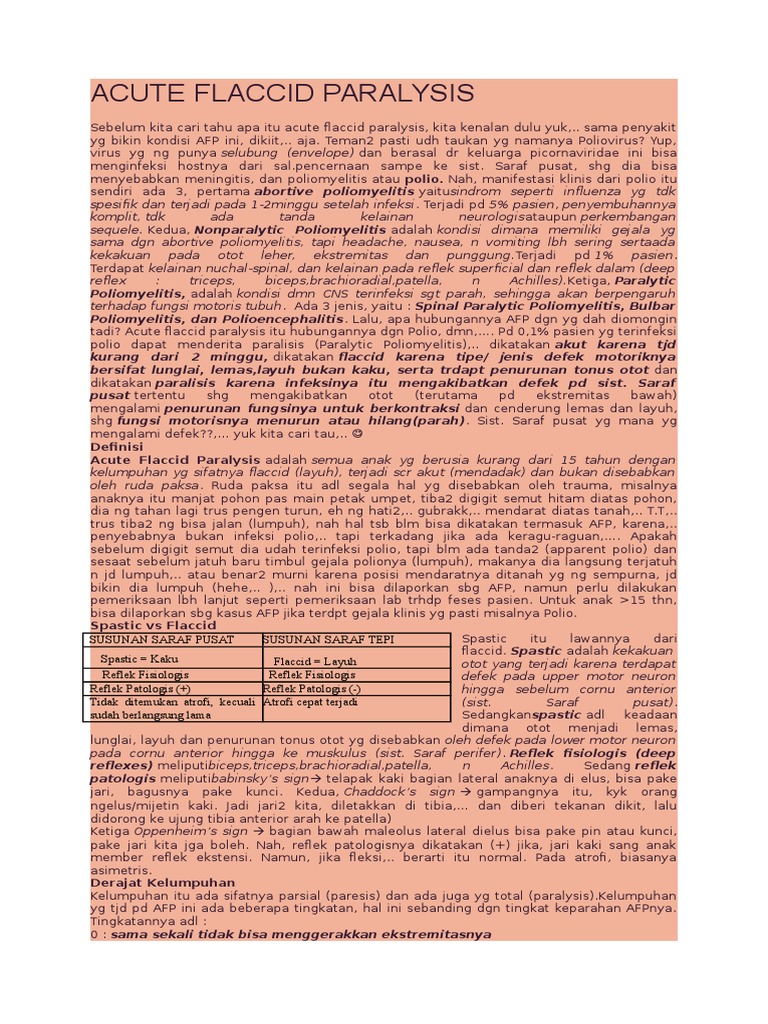 Acute Flaccid Paralysis (Afp) | PDF | Pengembangan Diri