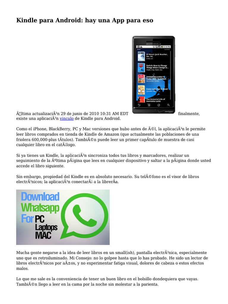 Kindle para Android: Hay Una App para Eso | PDF | Informática