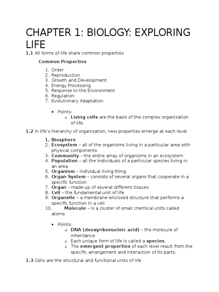 Exploring Life: Key Properties and Concepts | PDF | Life | Cell (Biology)