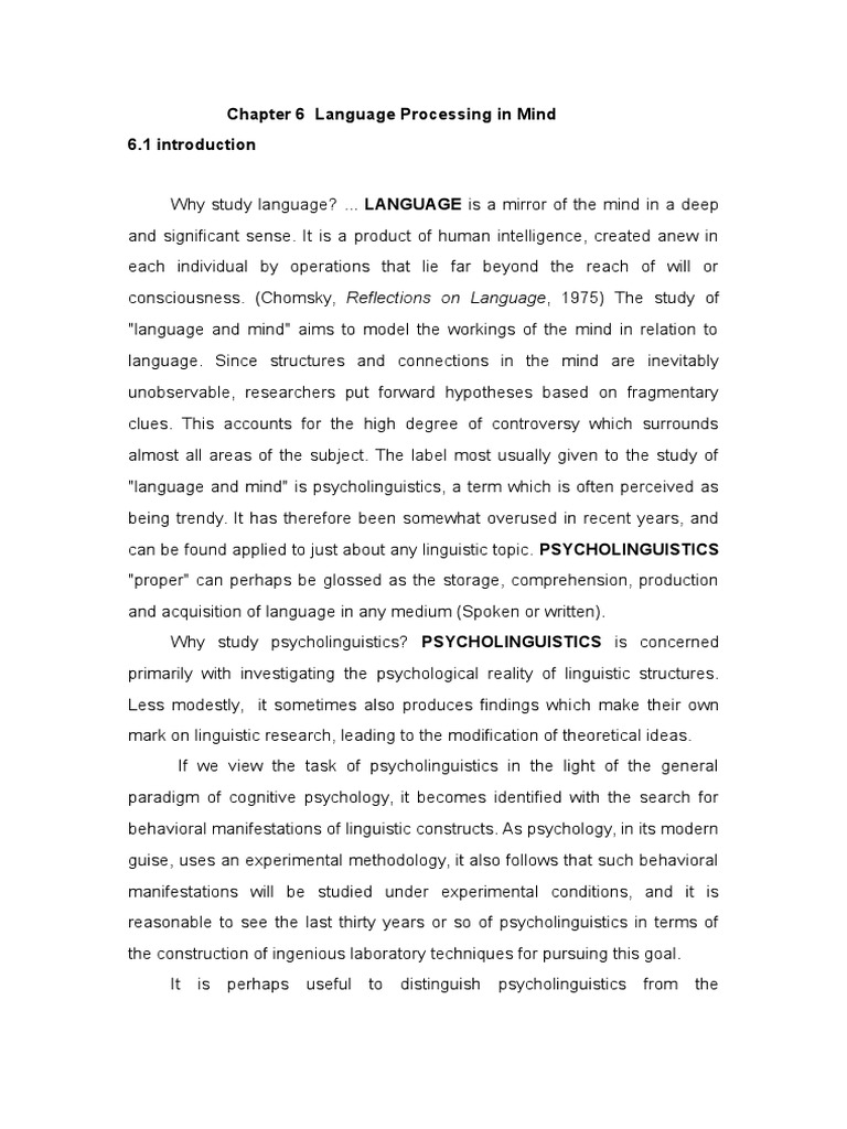Chapter 6 Language Processing in Mind | PDF | Psycholinguistics | Phrase