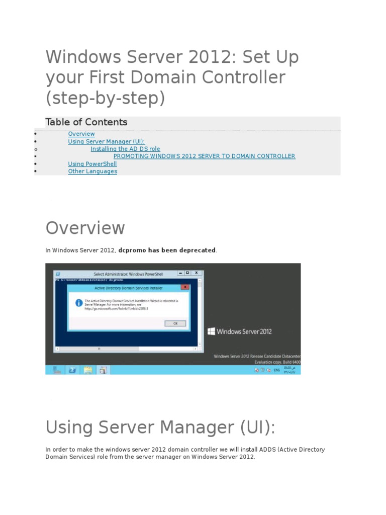AD Installation - 2012 | PDF | Active Directory | Microsoft Software