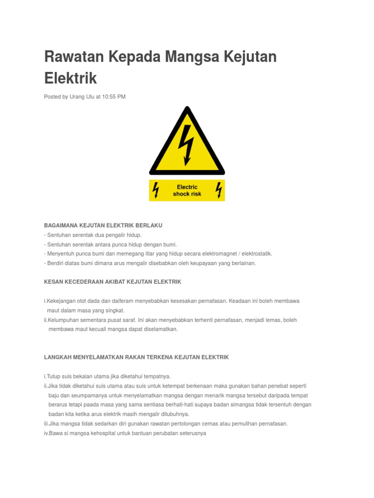 Rawatan Kepada Mangsa Kejutan Elektrik Pdf