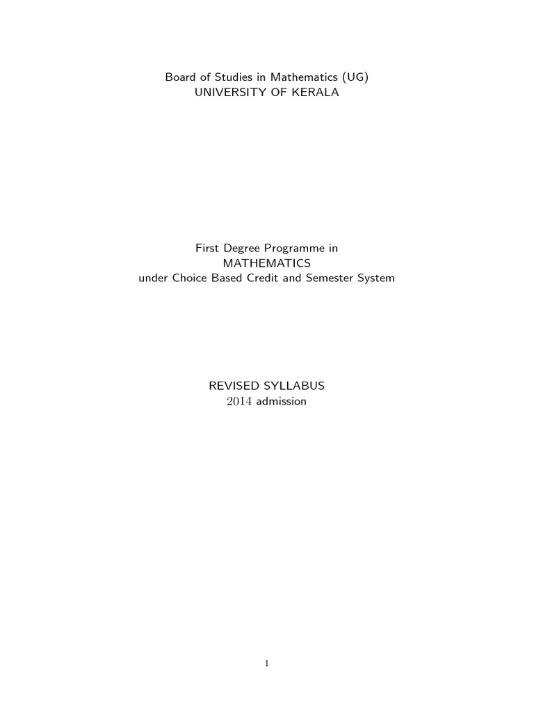 Kerala University B.Sc. Syllabus | PDF | Group (Mathematics) | Integral