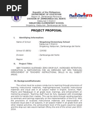 Sample Project Proposal | PDF | Teachers | Behavior Modification