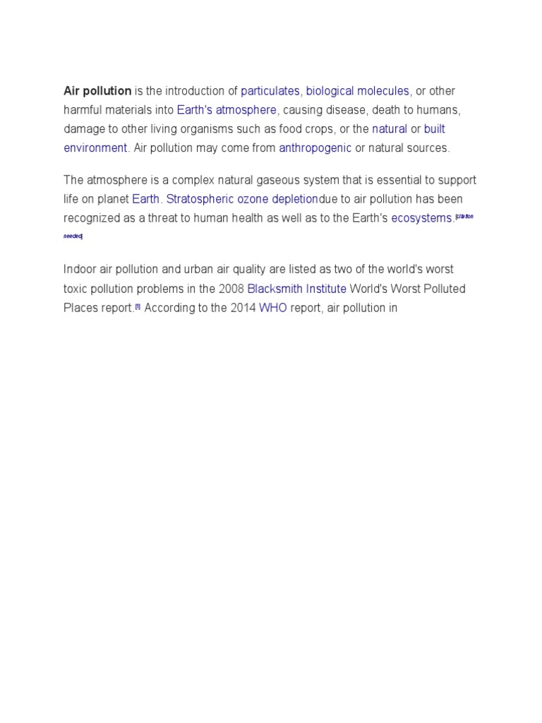Air Pollution Is The Introduction of | PDF