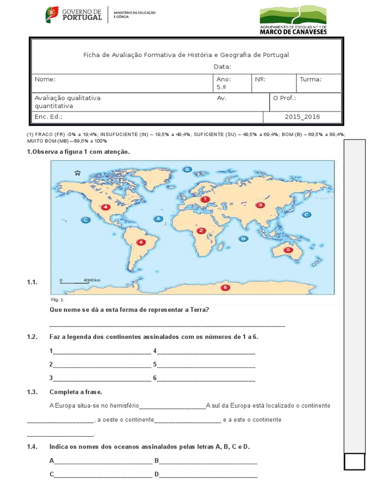 Teste de HGP - 5.º Ano | PDF | Continente | Península Ibérica