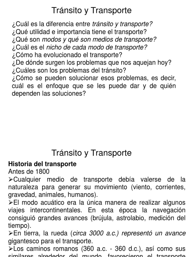 Evolución del Transporte y Tránsito | PDF | Transporte Intermodal de ...